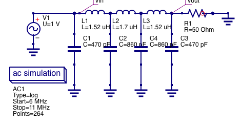 schematic for modelled frequency
response